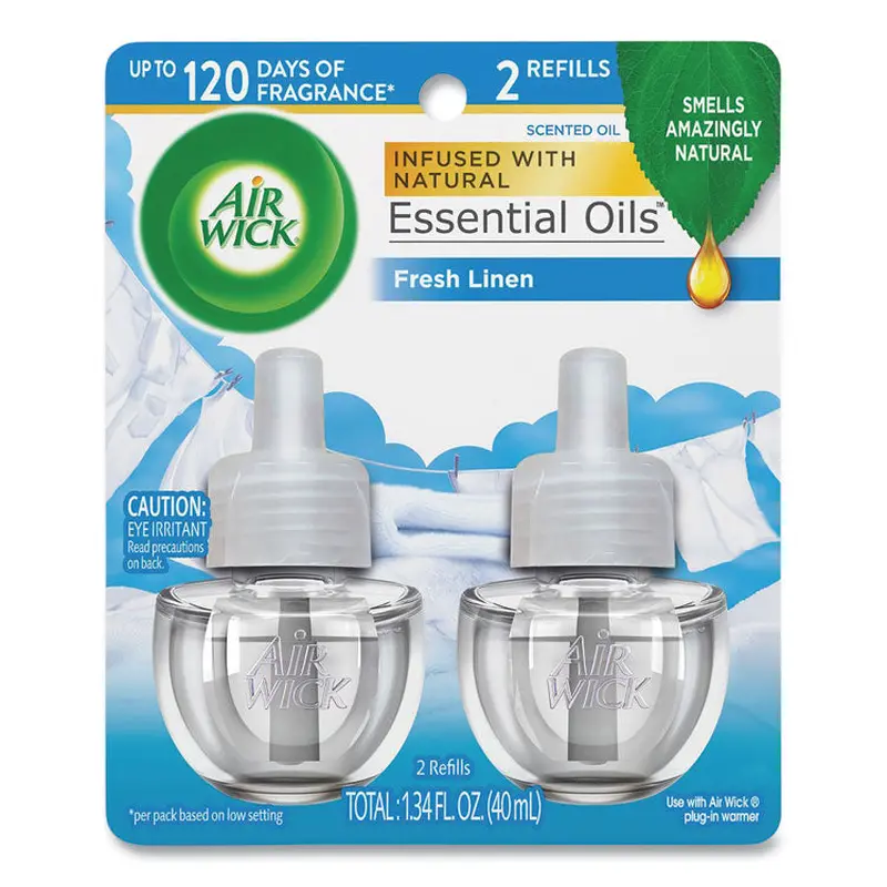 Air Wick Scented Oil Twin Refill, Fresh Linen, 0.67 oz, 2/Pack, 6/Carton (RAC82291) 6 Packs