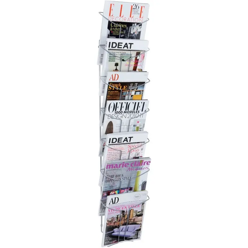 Alba Wire A4 Display 7 Compartments, 400 x Sheet, 7 Compartment(s), 1.57", 44.1" Height x 9.8" Width x 5.1" Depth, Chrome, Metal (ABADDFIL7M) Each