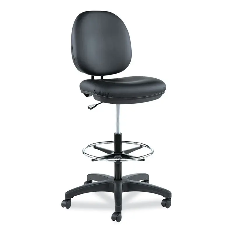 Alera Alera Interval Series Swivel Task Stool, Supports Up to 275 lb, 23.93" to 34.53" Seat Height, Black Faux Leather (ALEIN4616) Each