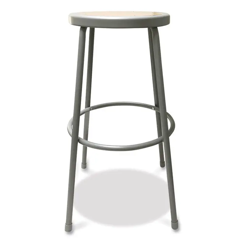 Alera Industrial Metal Shop Stool, Backless, Supports Up to 300 lb, 30" Seat Height, Brown Seat, Gray Base (ALEIS6630G) Each