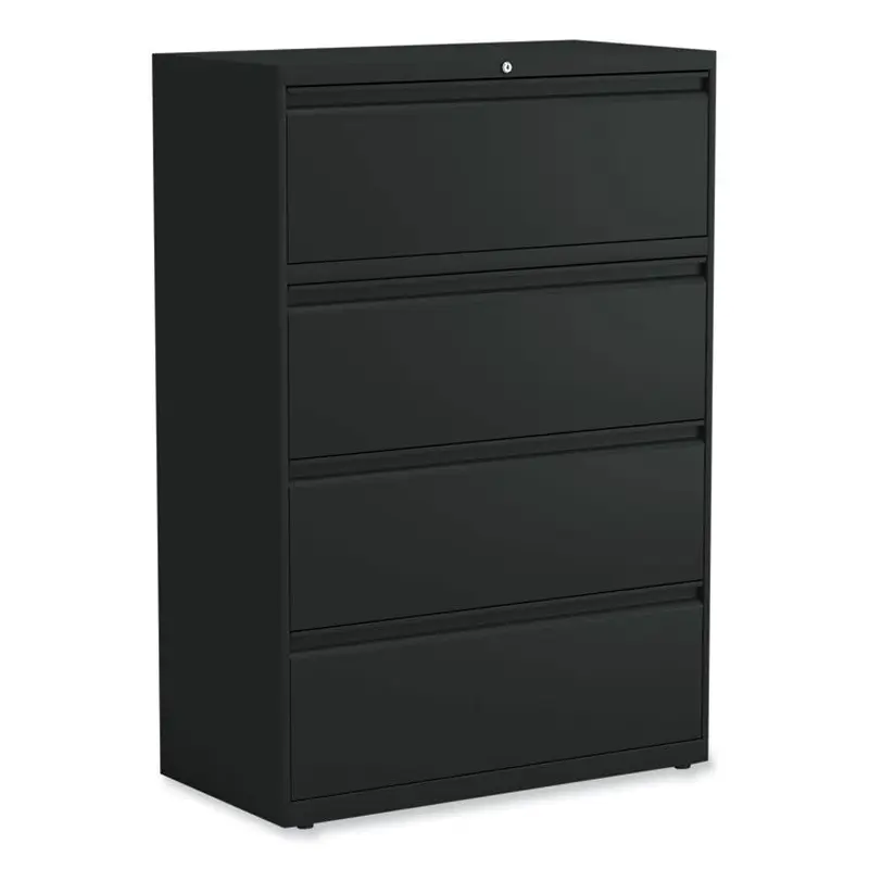 Alera Lateral File, 4 Legal/Letter-Size File Drawers, Black, 36" x 18.63" x 52.5" (ALEHLF3654BL) Each