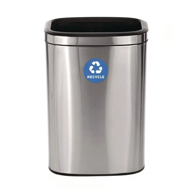 Alpine Industries 10.5 Gallon Slim Recycling Can, Brushed Stainless Steel (ALHALP47040LR) Each