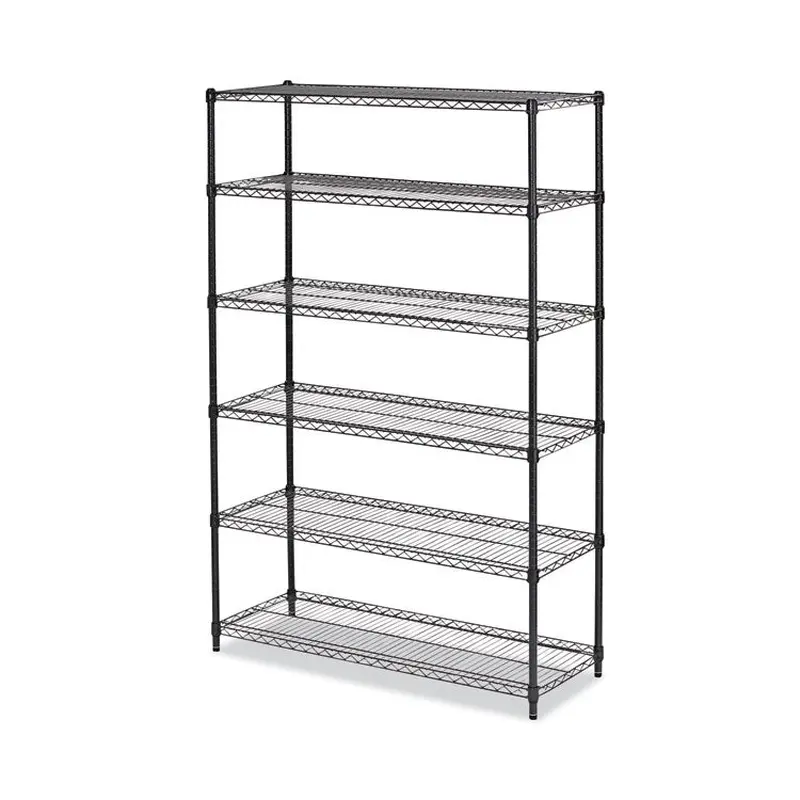 Alera NSF Certified 6-Shelf Wire Shelving Kit, 48w x 18d x 72h, Black Anthracite (ALESW664818BA) Each