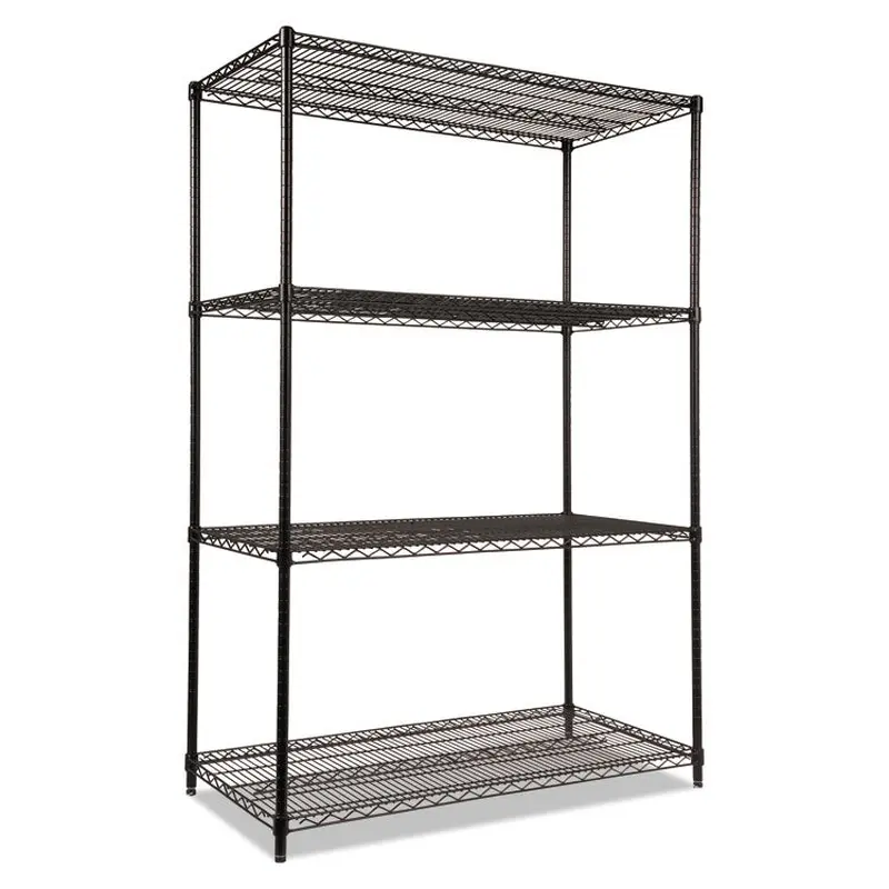 Alera NSF Certified Industrial Four-Shelf Wire Shelving Kit, 48w x 24d x 72h, Black (ALESW504824BL) Each