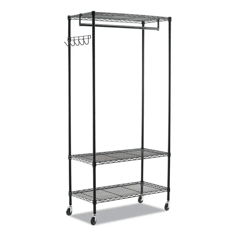 Alera Wire Shelving Garment Rack, 40 Garments, 48w x 18d x 75h, Black (ALEGR364818BL) Each