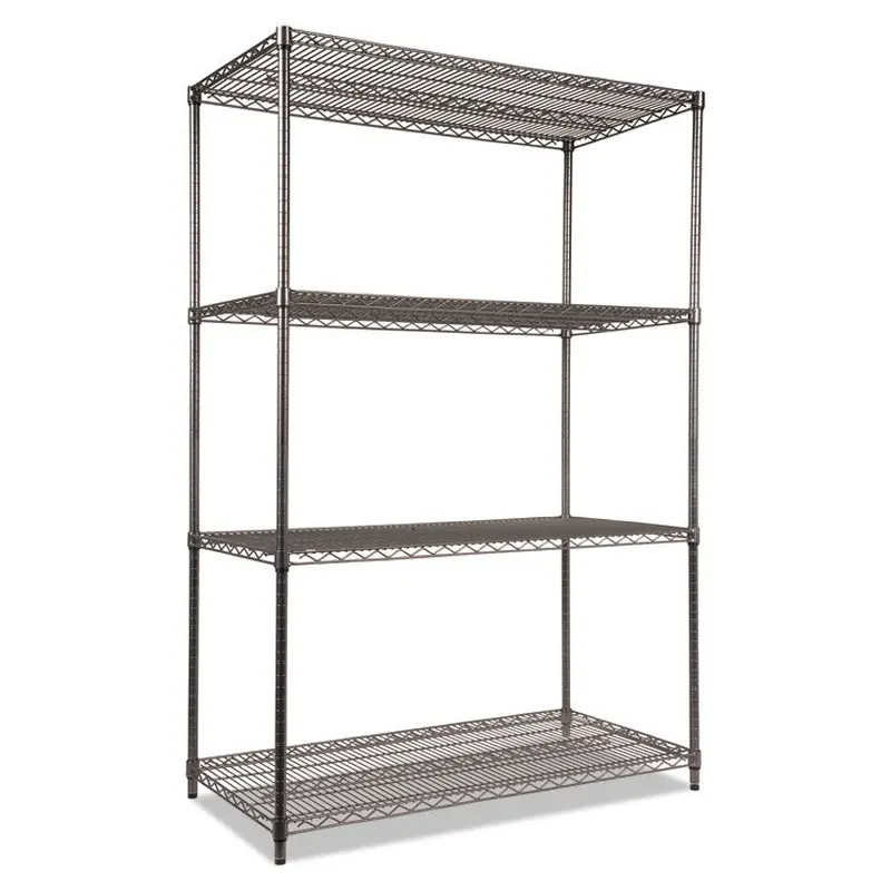 Alera Wire Shelving Starter Kit, Four-Shelf, 48w x 24d x 72h, Black Anthracite (ALESW504824BA) Each