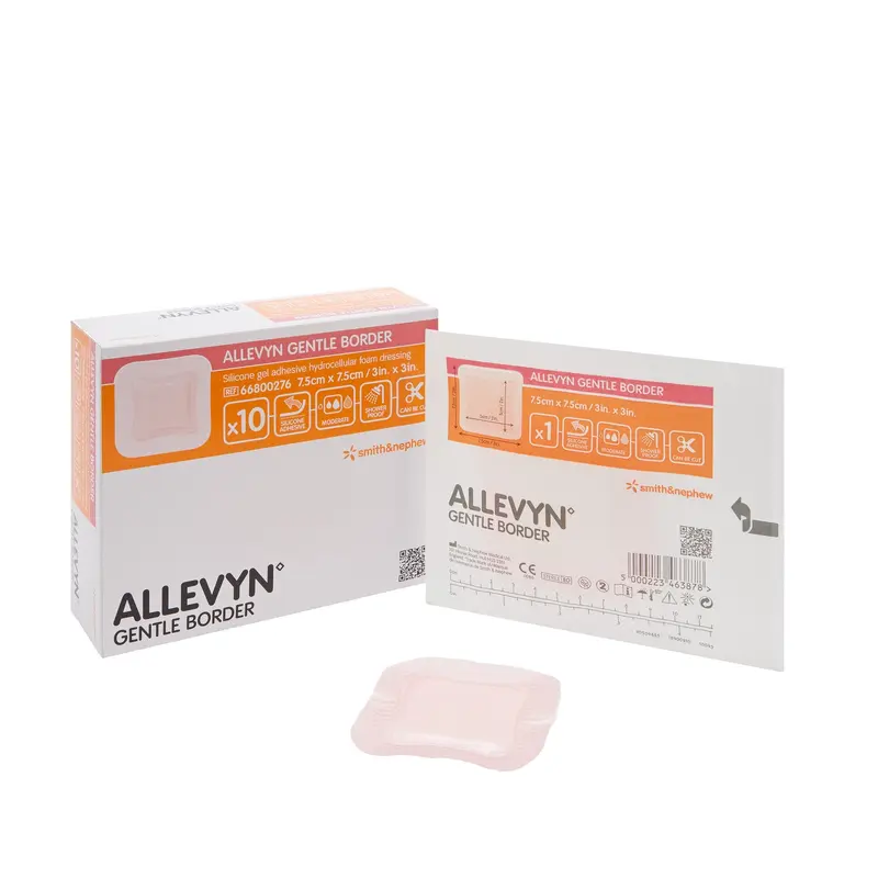 Allevyn Gentle Border Foam Dressing 3 X 3 Inch With Border Film Backing Silicone Gel Adhesive Square Sterile (665772_CS) 40/CS