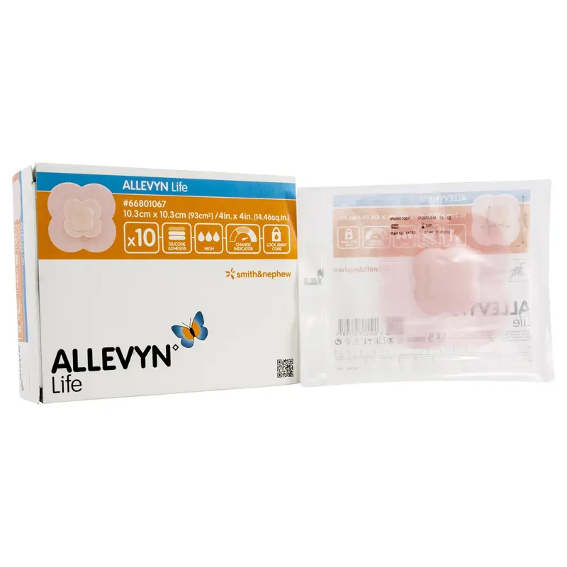 Allevyn Life Foam Dressing 4 X 4 Inch With Border Film Backing Silicone Gel Adhesive Quadrilobe Sterile (834478_CS) 100/CS