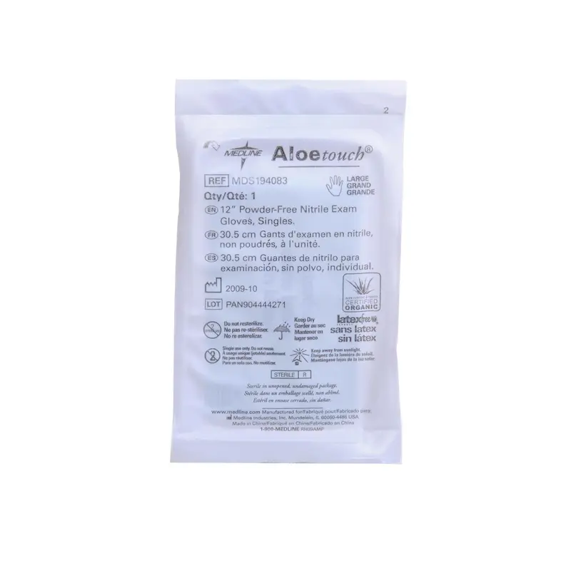 AloeTouch 12" Powder-Free Nitrile Exam Gloves, Sterile Singles, Size S, 100/BX (MDS194081Z) Box of 100