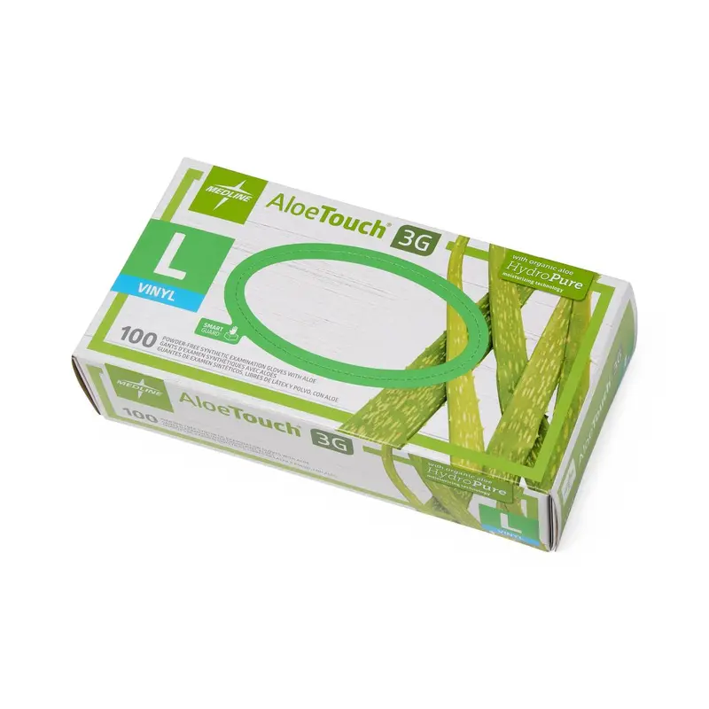 AloeTouch 3G Synthetic Stretch Exam Gloves, Vinyl, Powder Free, Size L, 1000/CS (MDS195176) Case of 1000