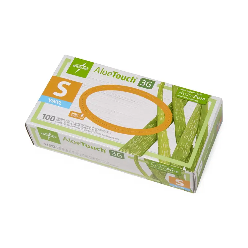 AloeTouch 3G Synthetic Stretch Exam Gloves, Vinyl, Powder Free, Size S, 1000/CS (MDS195174) Case of 1000