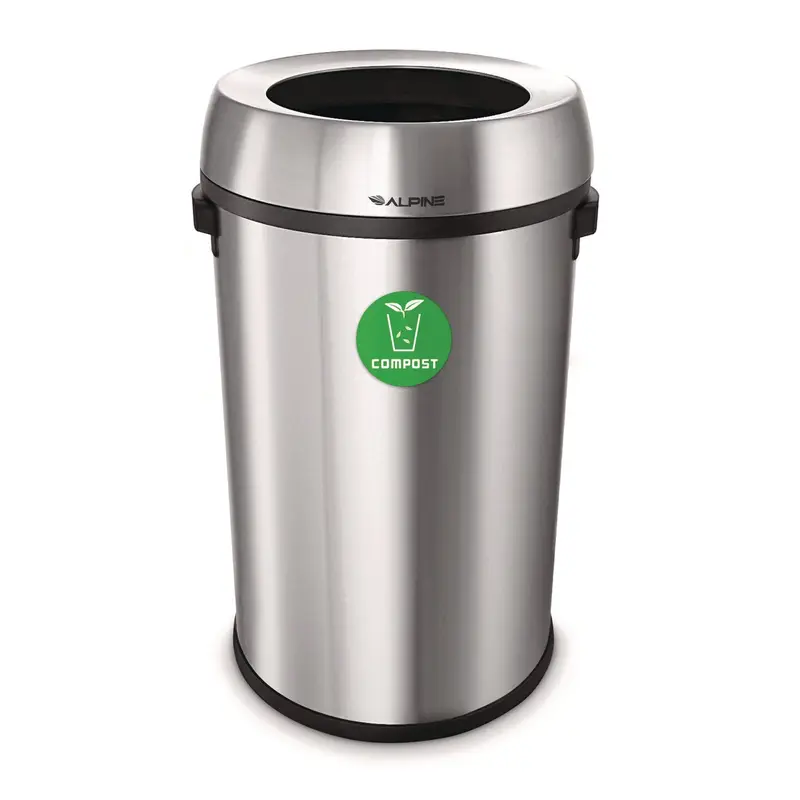 Alpine Industries 17 Gallon Stainless Steel Open Top Compost Station (ALHALP47065LCO) Each