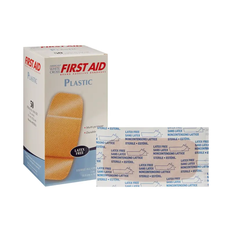 American White Cross Adhesive Strip 2 X 4 Inch Plastic Rectangle Tan Sterile (127038_BX) 50/BX