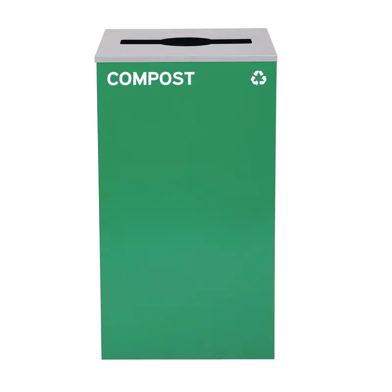 Alpine Industries 29 Gallon Trash/Recycling Cans, Steel, Green Compost Can with Mixed Lid (ALH4450KITGRNMC) Each