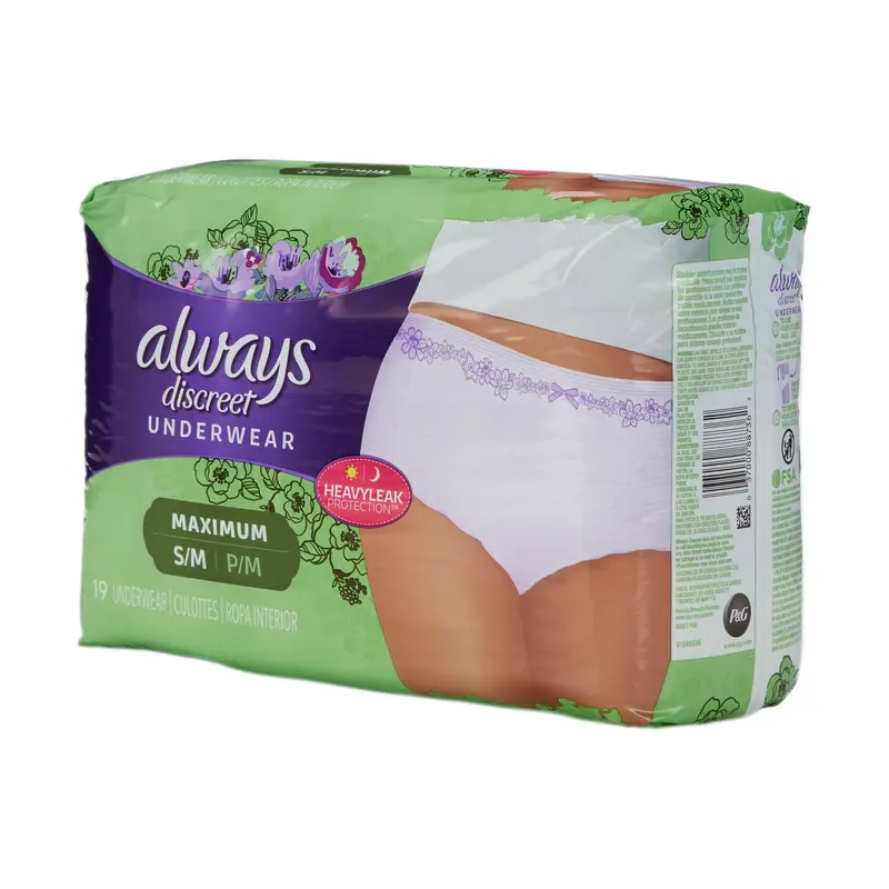 Always Discreet Female Adult Absorbent Underwear Pull On with Tear Away Seams Small / Medium Disposable Heavy Absorbency (928394_PK) 19/PK