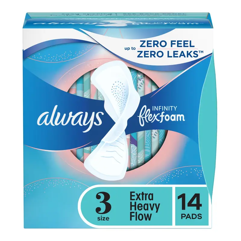 Always Infinity FlexFoam Extra Heavy Flow Feminine Pad WIth Wings Heavy Absorbency (1231749_BX) 14/BX
