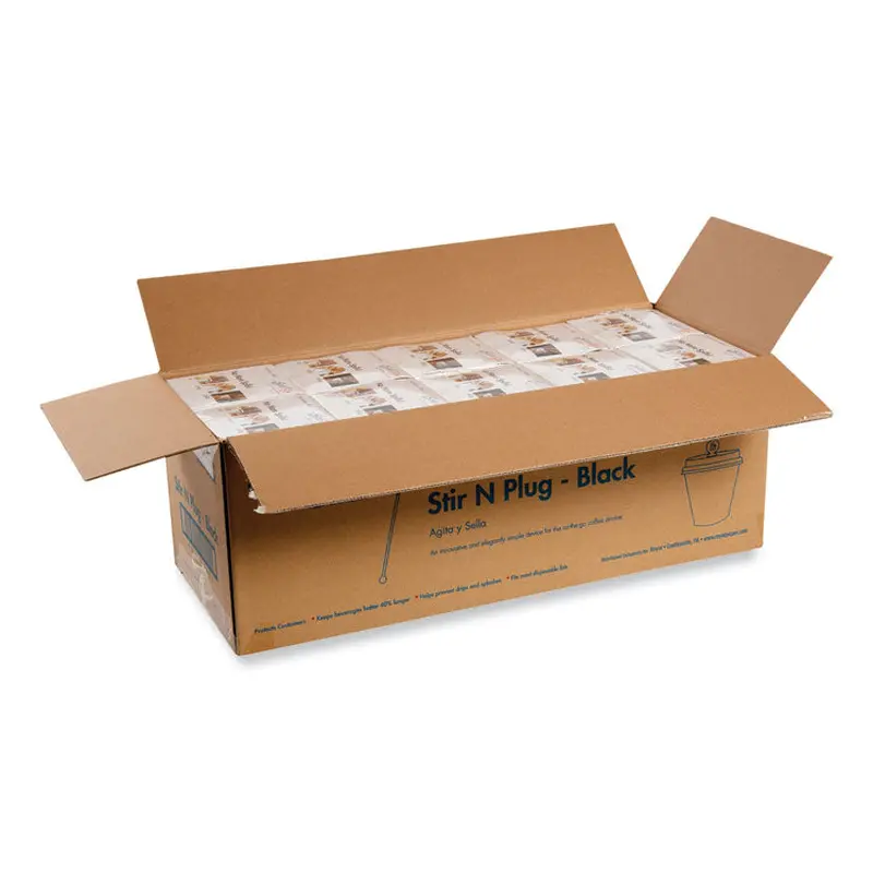 AmerCareRoyal Beverage Plugs, Black, 200/Box, 10 Boxes/Carton (RPPSTRNPLUGBK) Case of 2000
