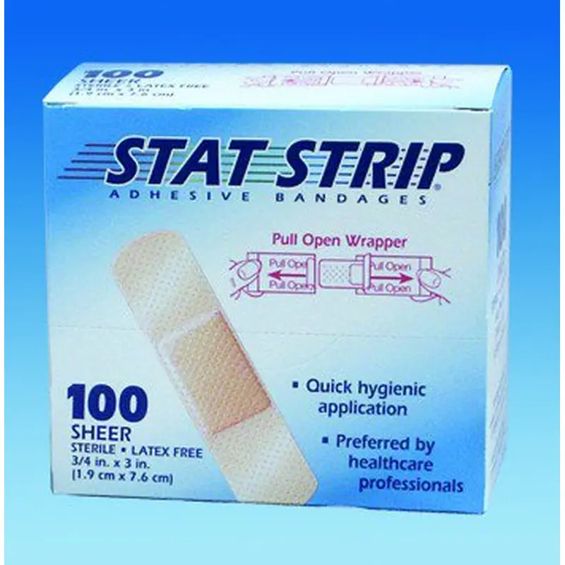 American White Cross Stat Strip Adhesive Strip 1 X 3 Inch Plastic Rectangle Sheer Sterile (197291_BX) 100/BX