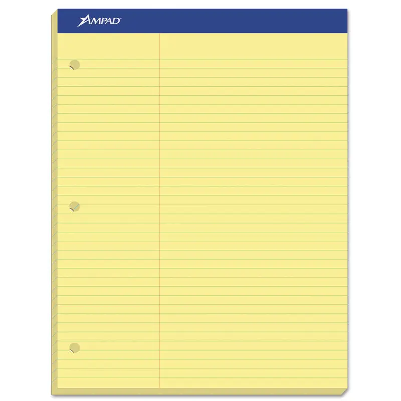 Ampad Double Sheet Pads, Pitman Rule Variation (Offset Dividing Line - 3" Left), 100 Canary-Yellow 8.5 x 11.75 Sheets (TOP20245) Each