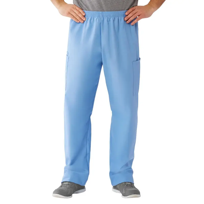 AngelStat Unisex Cargo Scrub Pants with Elastic Waist, Ceil Blue, Long Inseam, Size 3XL, 1 EA (674NTHXXXLL) Each