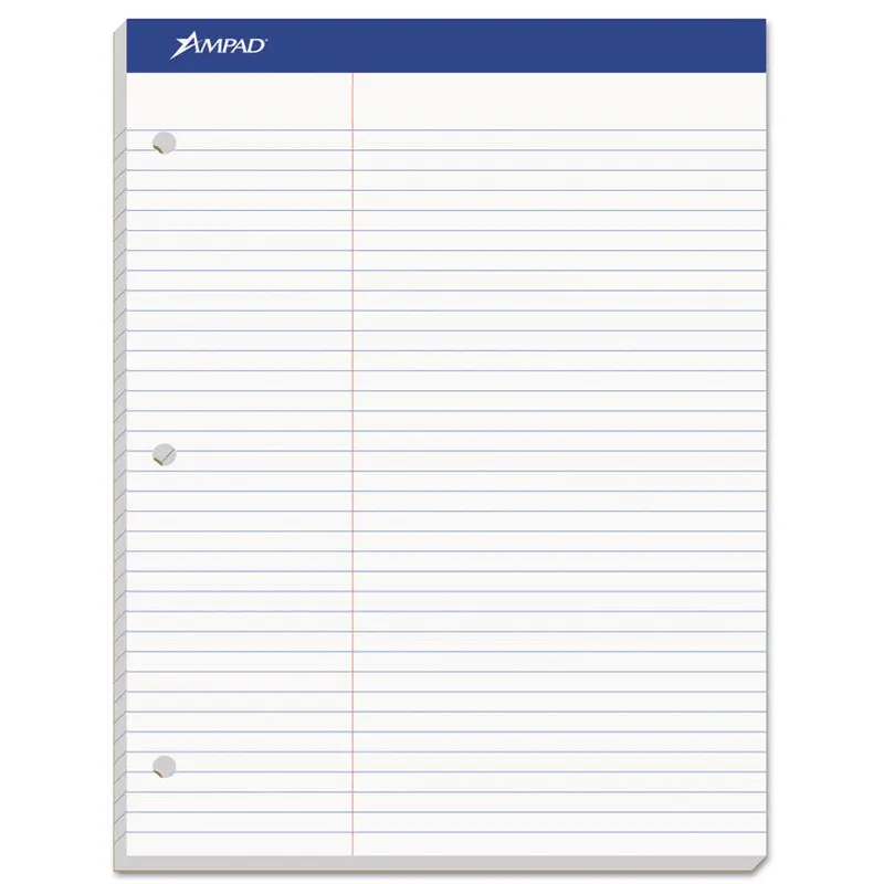 Ampad Double Sheet Pads, Pitman Rule Variation (Offset Dividing Line - 3" Left), 100 White 8.5 x 11.75 Sheets (TOP20345) Each