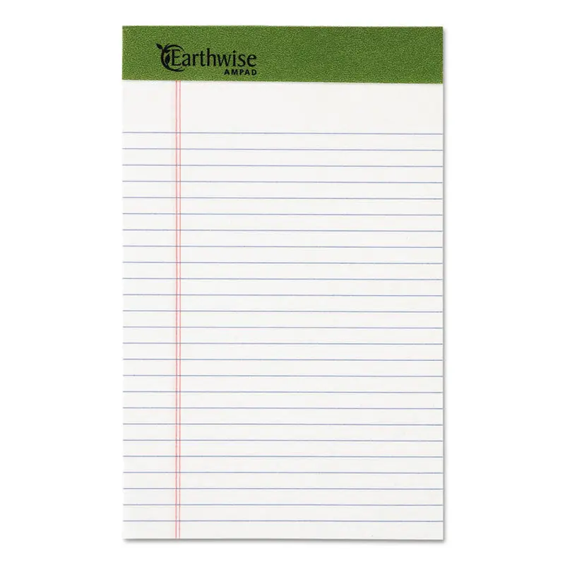 Ampad Earthwise by Ampad Recycled Writing Pad, Narrow Rule, Politex Green Headband, 50 White 5 x 8 Sheets, Dozen (TOP20152) Pack of 12