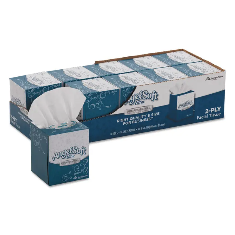 Angel Soft ps Ultra Facial Tissue, 2-Ply, White, 96 Sheets/Box, 10 Boxes/Carton (GPC4636014) Case of 10