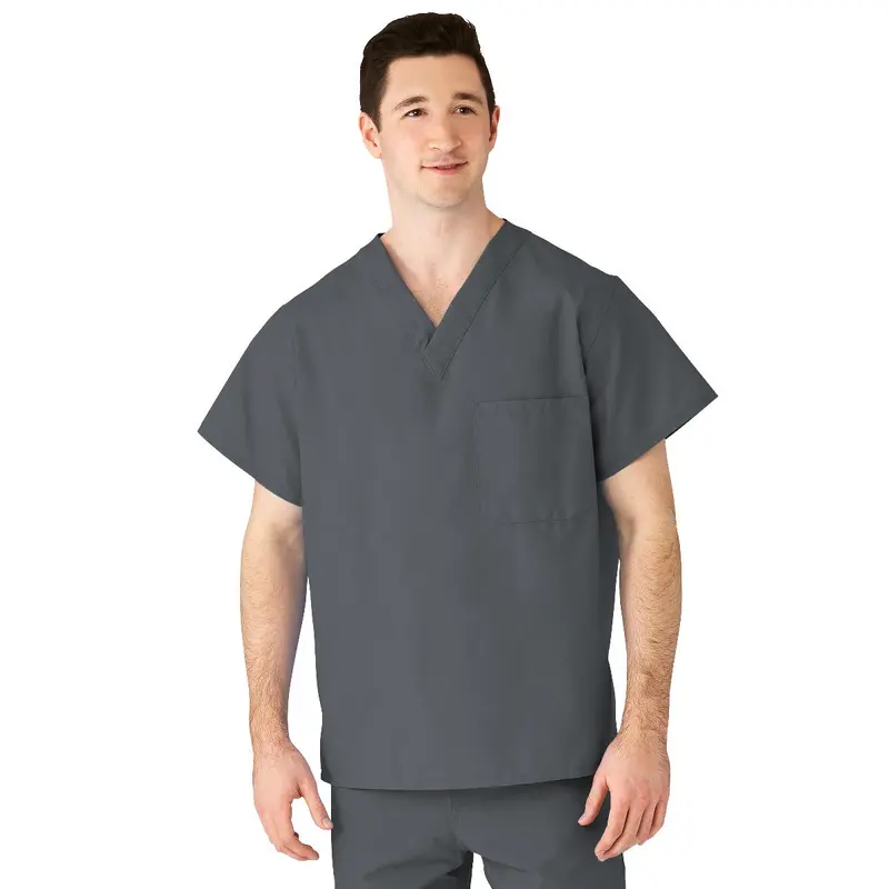 AngelStat Unisex Reversible V-Neck Scrub Top with 2 Pockets, Charcoal, Size 4XL, Color Code, 1 EA (610NCC4XL-CM) Each