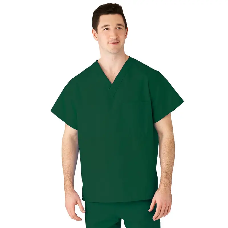 AngelStat Unisex Reversible V-Neck Scrub Top with 2 Pockets, Hunter, Size L, Angelica Color Code, 1 EA (610NHGL-CA) Each
