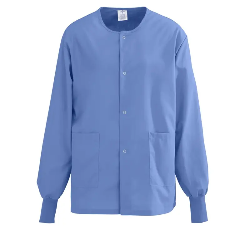 AngelStat Unisex Snap-Front Warm-Up Scrub Jacket, Ceil Blue, Size M, 1 EA (849NTHM) Each