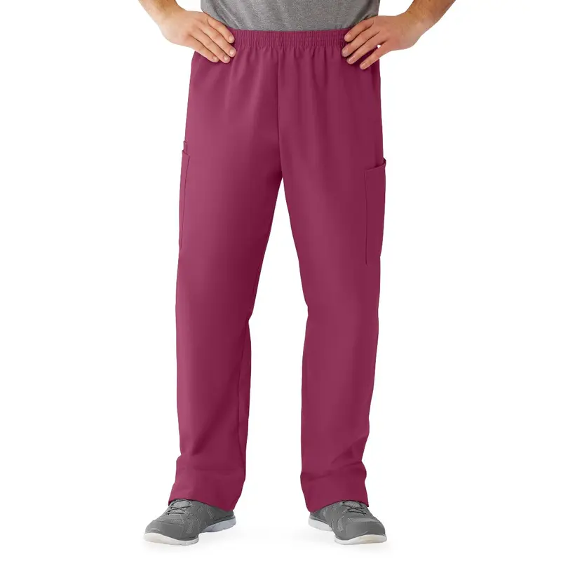 AngelStat Unisex Cargo Scrub Pants with Elastic Waist, Raspberry, Regular Inseam, Size XL, 1 EA (674NTRXLM) Each