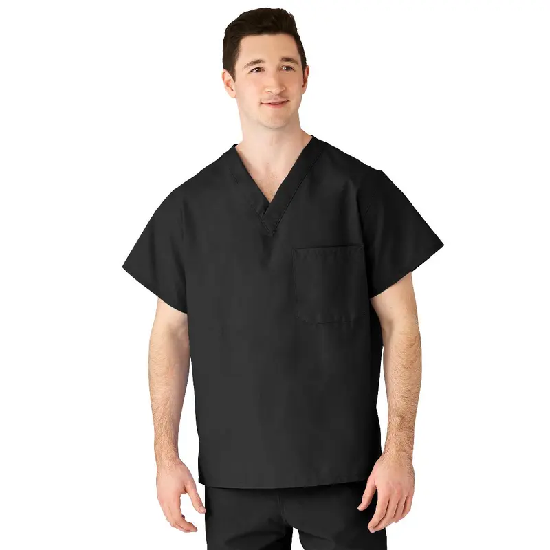 AngelStat Unisex Reversible V-Neck Scrub Top with 2 Pockets, Black, Size XS, Angelica Color Code, 1 EA (610BLKXS-CA) Each