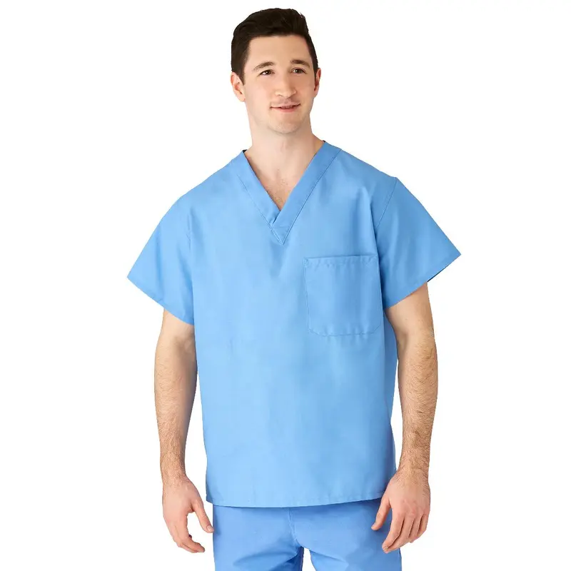 AngelStat Unisex Reversible V-Neck Scrub Top with 2 Pockets, Ceil Blue, Size XL, Color Coding, 1 EA (M610NTHXL-CM) Each