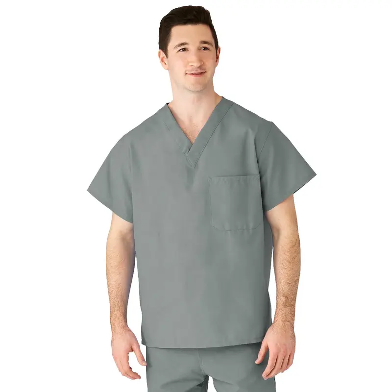 AngelStat Unisex Reversible V-Neck Scrub Top with 2 Pockets, Misty, Size 4XL, Angelica Color Code, 1 EA (M610NTZ4XL-CA) Each