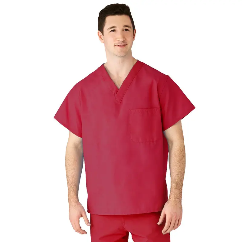 AngelStat Unisex Reversible V-Neck Scrub Top with 2 Pockets, Raspberry, Size M, Color Code, 1 EA (610NTRM-CM) Each