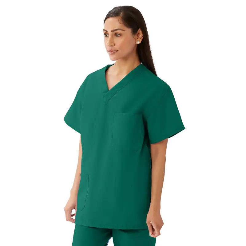 AngelStat Unisex Reversible V-Neck Scrub Top with 4 Pockets, Hunter, Size S, Angelica Color Code, 1 EA (630NHGS-CA) Each