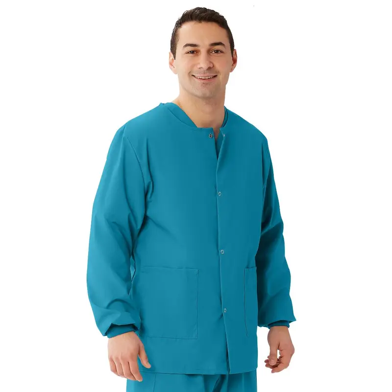 AngelStat Unisex Snap-Front Warm-Up Scrub Jacket, Peacock, Size 4XL, 1 EA (849NBT4XL) Each