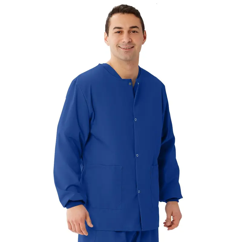 AngelStat Unisex Snap-Front Warm-Up Scrub Jacket, Sapphire, Size 4XL, 1 EA (849NHT4XL) Each