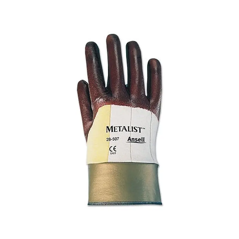 Ansell ActivArmr 28-507 Coated Gloves, Nitrile Coated, Size 8, Brown (012-28-507-8) 1 Dozen
