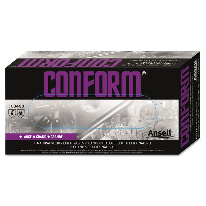 AnsellPro Conform Natural Rubber Latex Gloves, 5 mil, Medium, 100/Box (ANS69210M) Box of 100