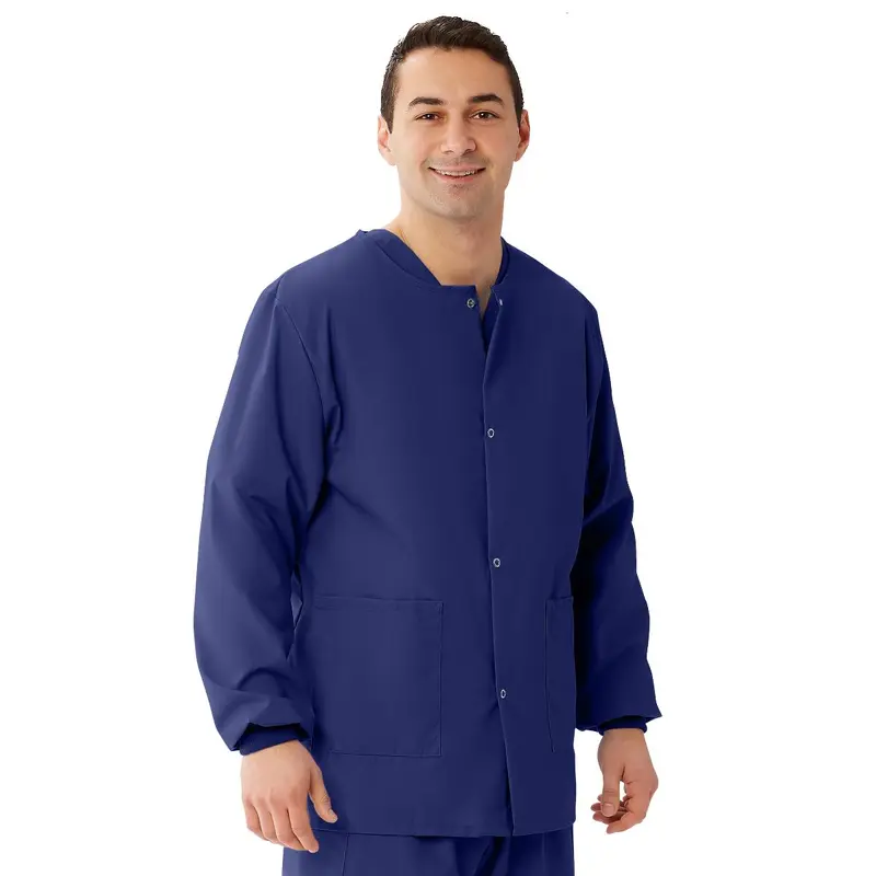 AngelStat Unisex Snap-Front Warm-Up Scrub Jacket, Navy, Size 3XL, 1 EA (849NNTXXXL) Each