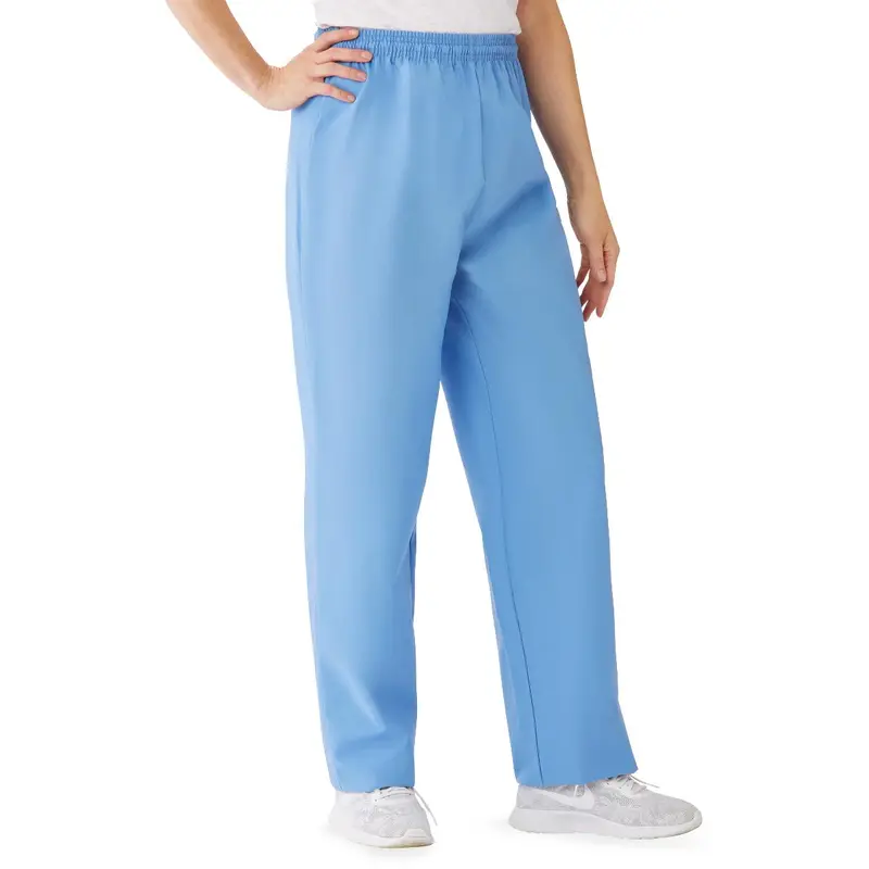 AngelStat Women's Elastic Waist Scrub Pants with Drawstring, Size M, Ceil Blue, 1 EA (854NTHM) Each