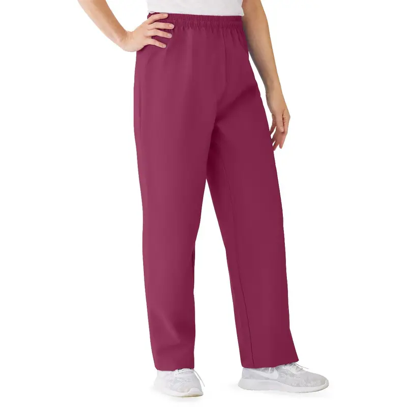 AngelStat Women's Elastic Waist Scrub Pants with Drawstring, Size M, Raspberry, 1 EA (854NTRM) Each
