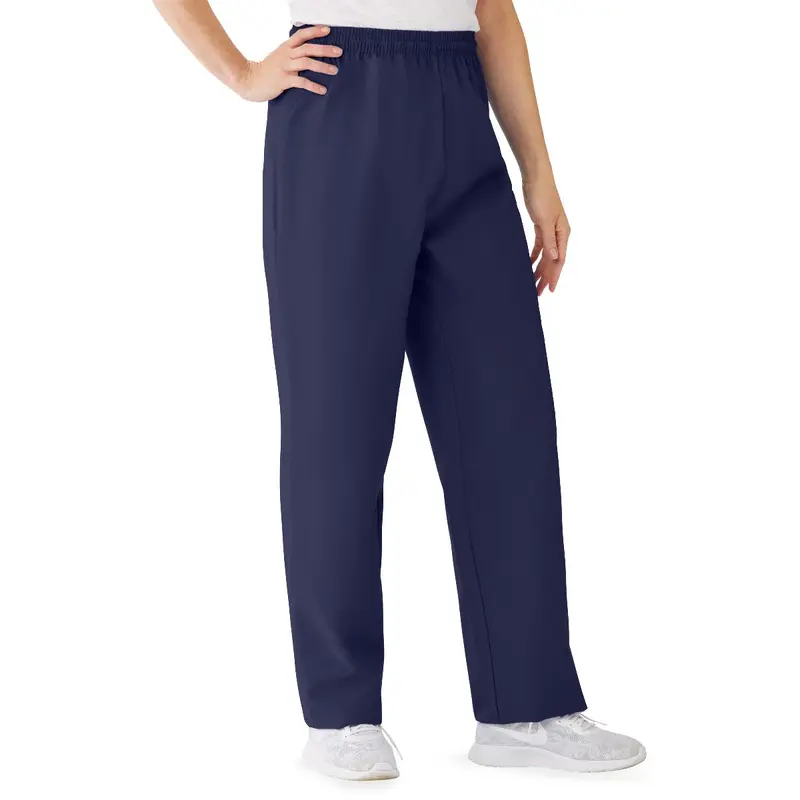 AngelStat Women's Elastic Waist Scrub Pants with Drawstring, Size SM, Navy, 1 EA (854NNTS) Each