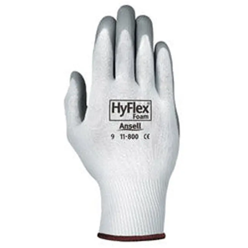 Ansell HyFlex 11-800 Nitrile Foam Palm Coated Gloves, Size 9, Gray/White (012-11-800-9) 12 Pairs