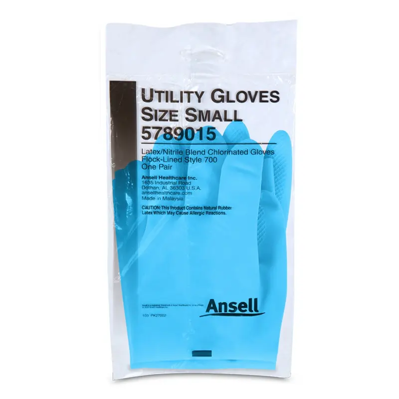 Ansell Utility Glove Small Flock Lined Latex / Nitrile Blue 13 Inch Straight Cuff NonSterile (199695_PR) 1/PR