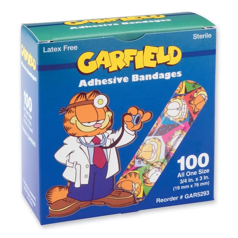 ASO Adhesive Strip 3/4 X 3 Inch Plastic Rectangle Kid Design (Garfield) Sterile (364904_BX) 100/BX