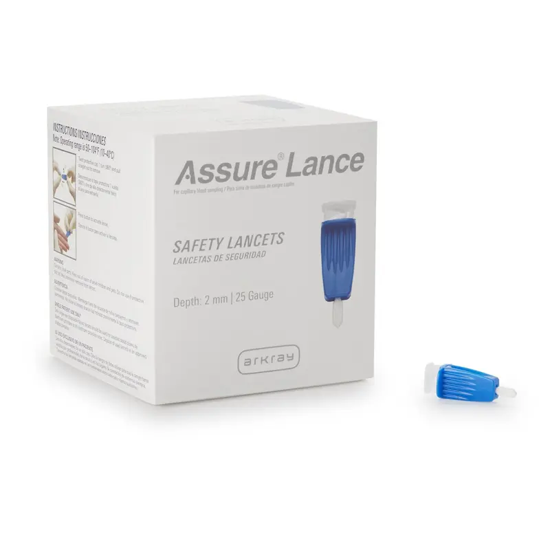 Assure Safety Lancet 25 Gauge Protective Safety Cap Push Button Activation Finger (671525_BX) 1/BX