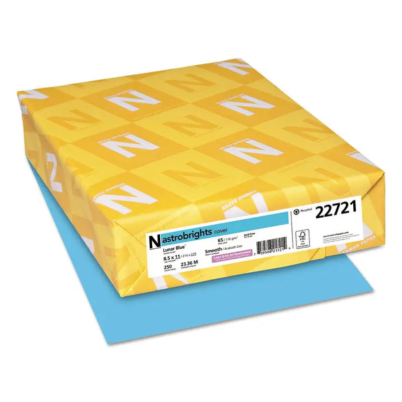 Astrobrights Color Cardstock, 65 lb Cover Weight, 8.5 x 11, Lunar Blue, 250/Pack (WAU22721) Each