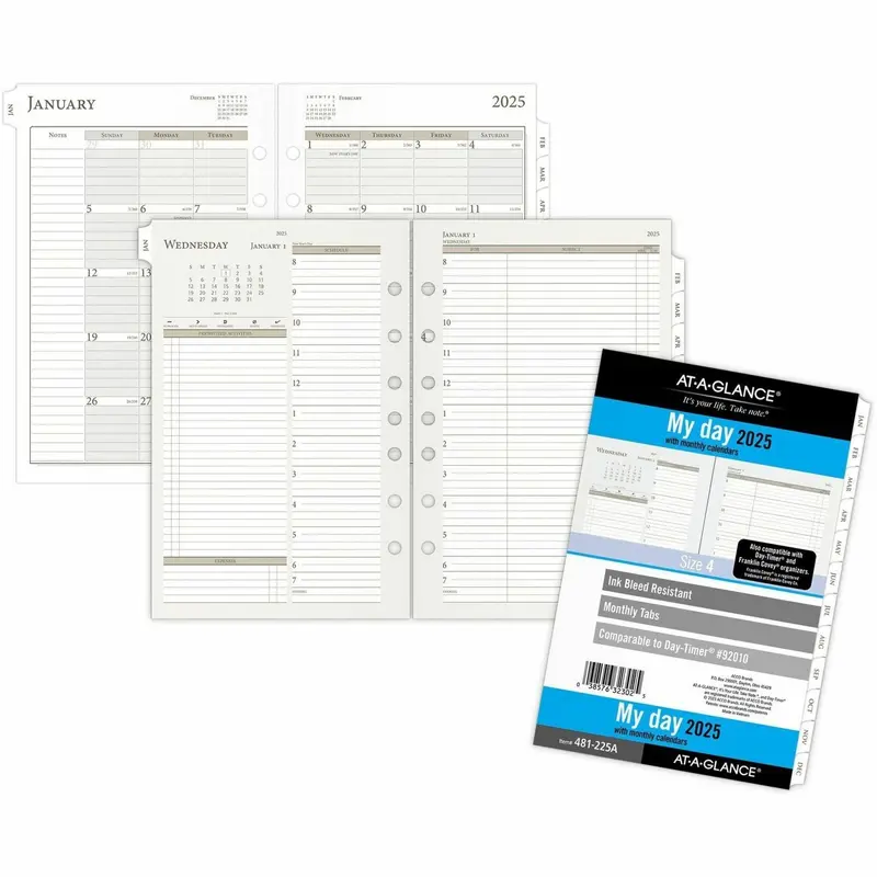 At-A-Glance Daily Monthly Planner Refill, Daily, Monthly, 1 Year, January 2026 to December 2026r, 8:00 AM to 7:00 PM, 1 Day Double Page Layout (AAG481225A) Each
